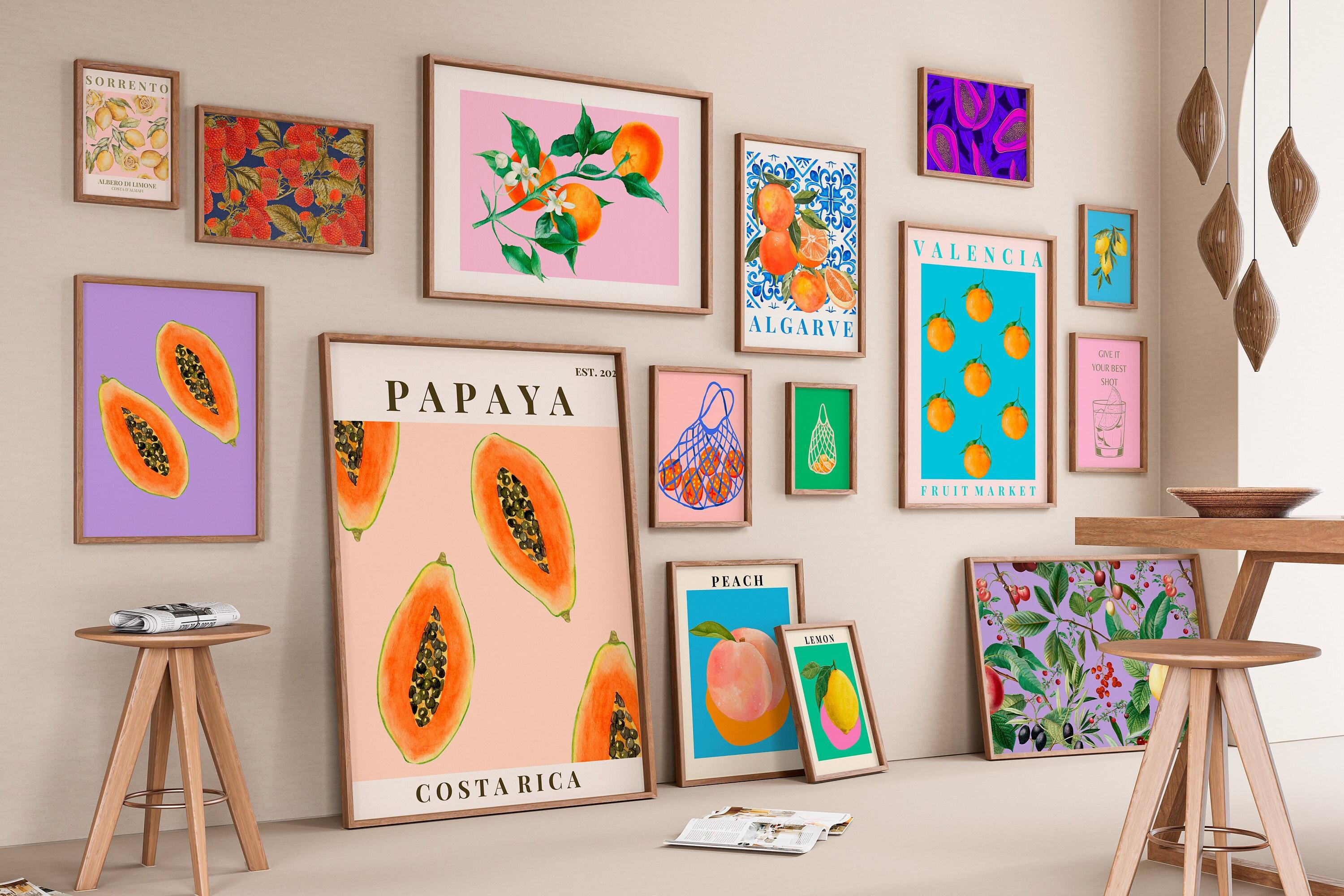 Set of 500+ Fruitful Harmony: Aesthetic and Minimalist Digital Art Fruit-Inspired Illustrations