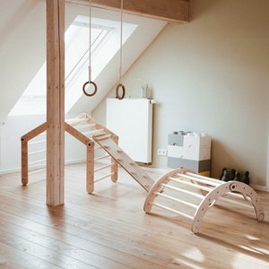 Climbing Set of 3 items Wooden climbing toys Wood toddler gym Montessori furniture Toddler climber Wooden climber toy First Christmas gift