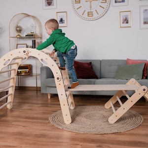 Transformable climber triangle set of 3 Montessori triangle with slide and arch rocker Climbing ladder Toddler Gym Toys Kletterdreieck