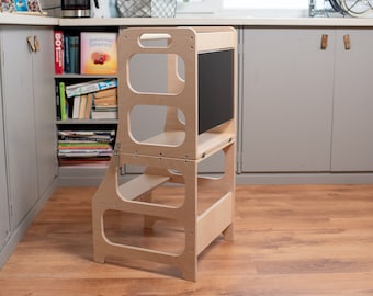 4in1 kitchen tower Convertible kids tower table Montessori Learning Chair Transformable tower Children Step Stool, Smart Fox Wood®