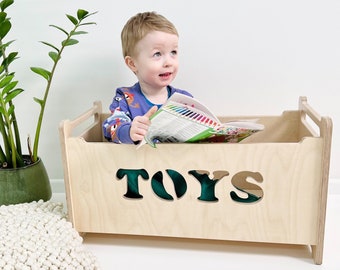 Montessori Wooden Toy Box, Baltic Birch, Kids Room Storage