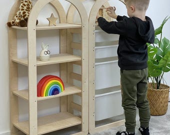Handcrafted Baltic Birch Montessori Shelf, Wooden Toy Storage