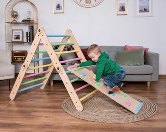 Transformable climber triangle set of 3 Montessori triangle with slide and arch rocker Climbing ladder Toddler Gym Toys Climbing toys
