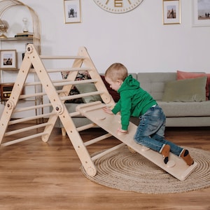 Montessori Wooden Climbing Set: Transformable Triangle, Arch & Ramp