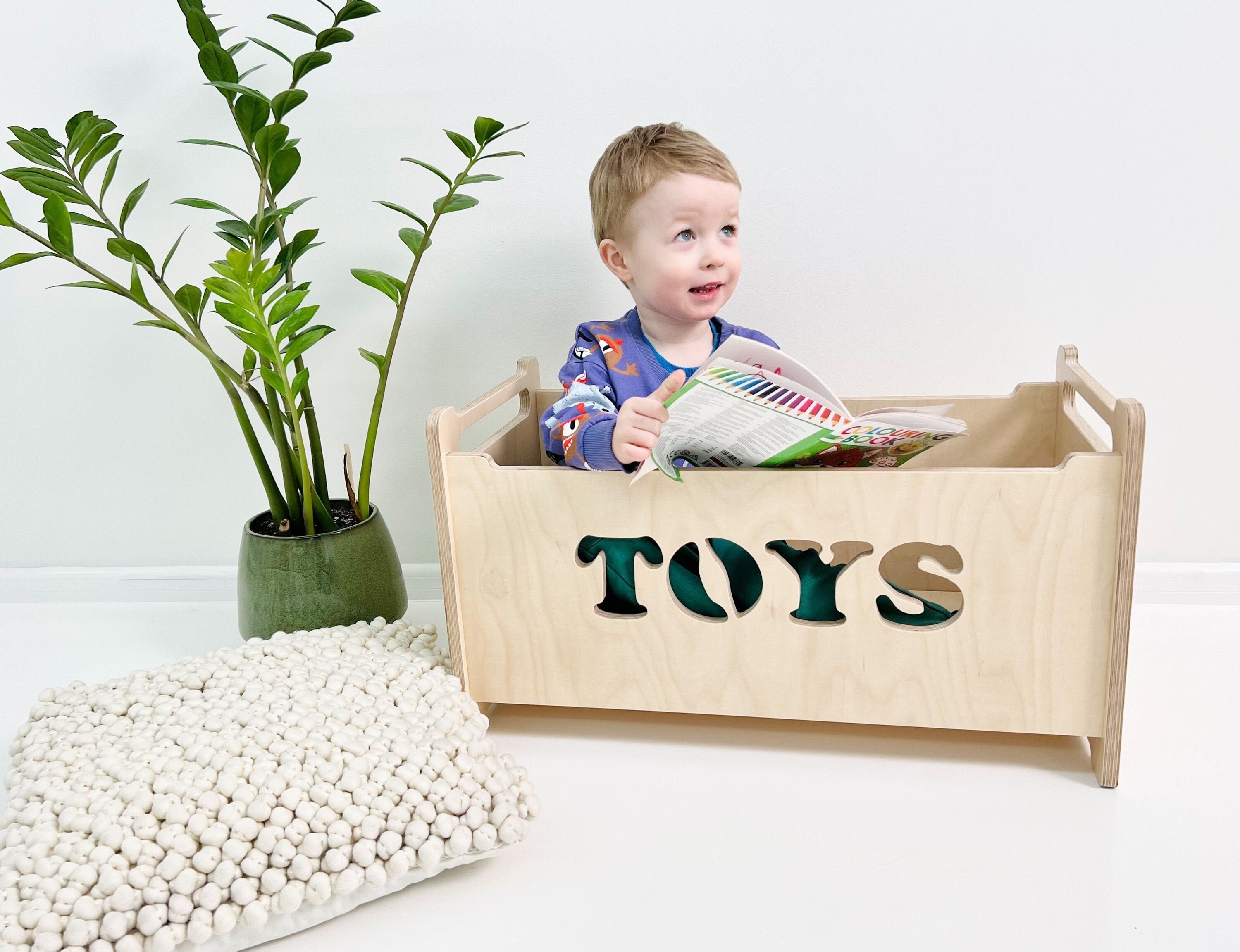 Montessori Wooden Toy Box for Kids Montessori Toy Storage for Etsy
