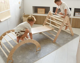 Aire de jeux d'intérieur pliable pour tout-petits avec rampe et arche Ensemble de 3 tout-petits Aire de jeux en bois pour enfants Klettergerüst indoor