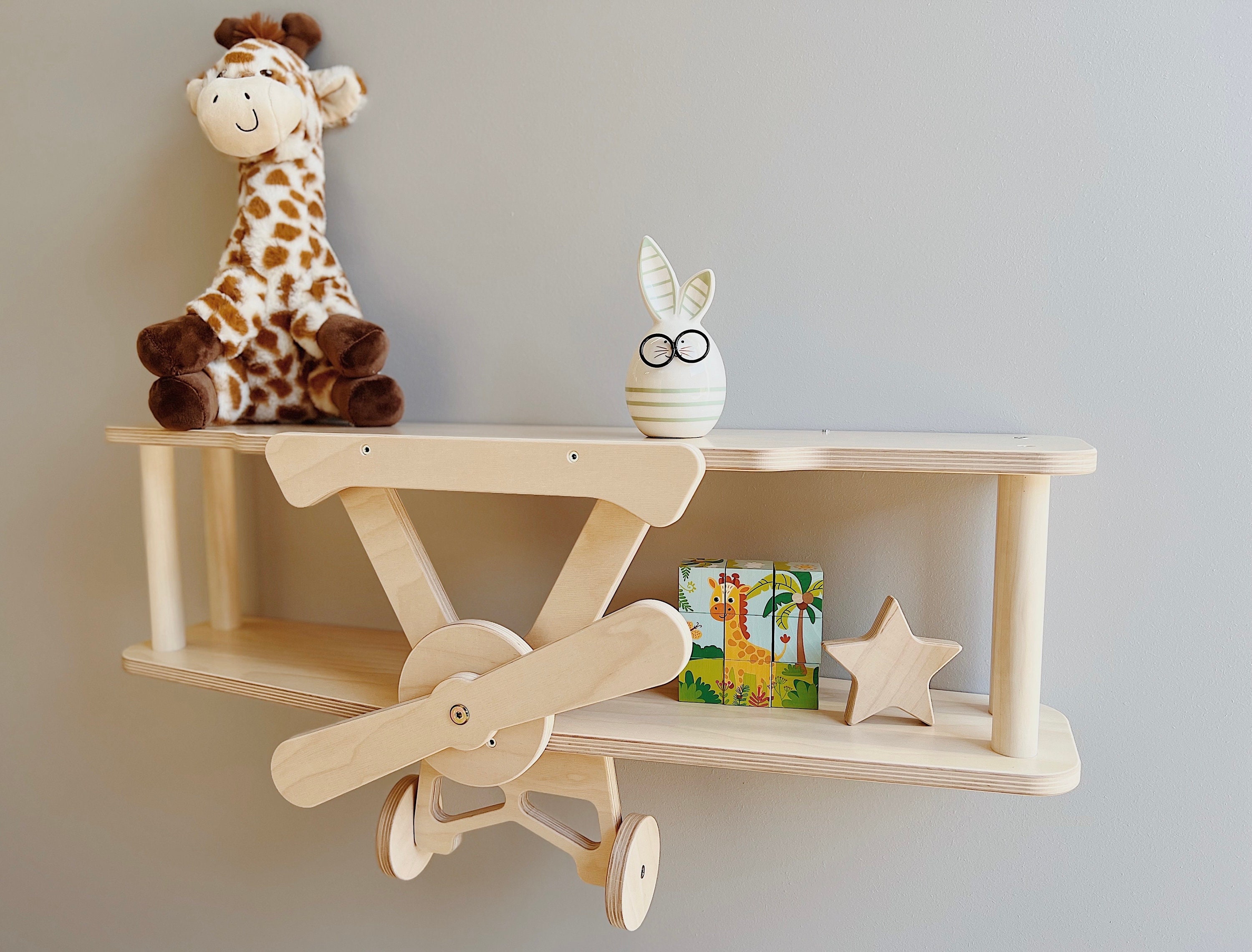 Aircraft Wall Shelf Wood Kids Room Wall Decor Wood Shelf for Kids