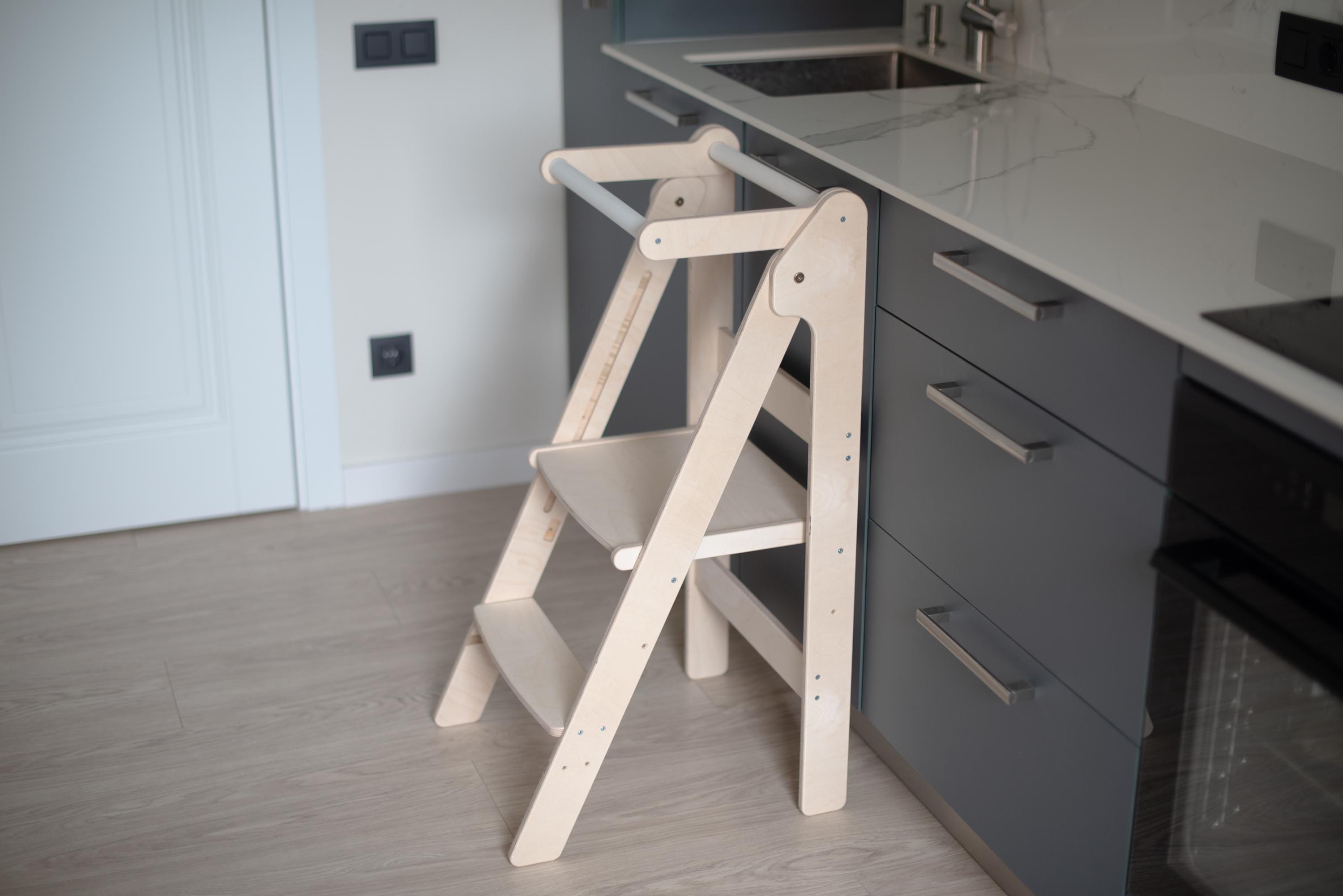 Foldable kitchen tower for kids with adjustable platform height Smart Fox Wood®