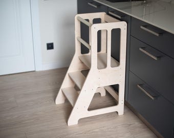 Adjustable Height Kitchen Tower for Toddlers, Montessori Step Stool