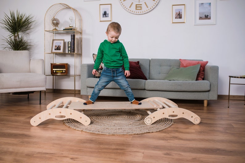 Ensemble de triangle d'escalade transformable de 3 triangles Montessori avec toboggan et bascule en arc Échelle d'escalade Jouets de gymnastique pour tout-petits Kletterdreieck image 6