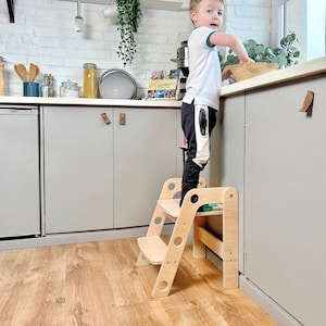 Folding step stool for toddlers Montessori furniture Toddler step stool Kids step stool Kitchen step stool Kitchen tower Toddler tower
