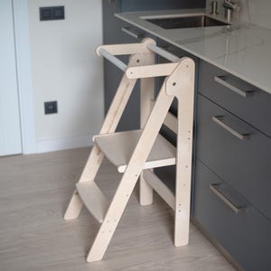 Folding kitchen tower for kids Height adjustable learning step stool for toddlers Montessori tower learning Foldable toddler tower