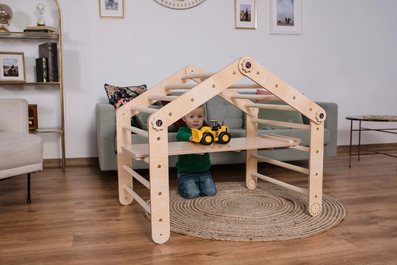 Ensemble de triangle d'escalade transformable de 3 triangles Montessori avec toboggan et bascule en arc Échelle d'escalade Jouets de gymnastique pour tout-petits Kletterdreieck Climber+Ramp