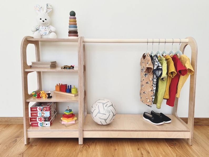 Montessori Clothing Rack Kids Open Wardrobe Montessori Etsy