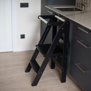 Folding kitchen tower for kids Height adjustable learning step stool for toddlers Montessori tower learning Foldable toddler tower