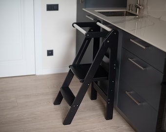 Folding kitchen tower for kids Height adjustable platform Learning step stool for toddlers Montessori tower Foldable toddler tower