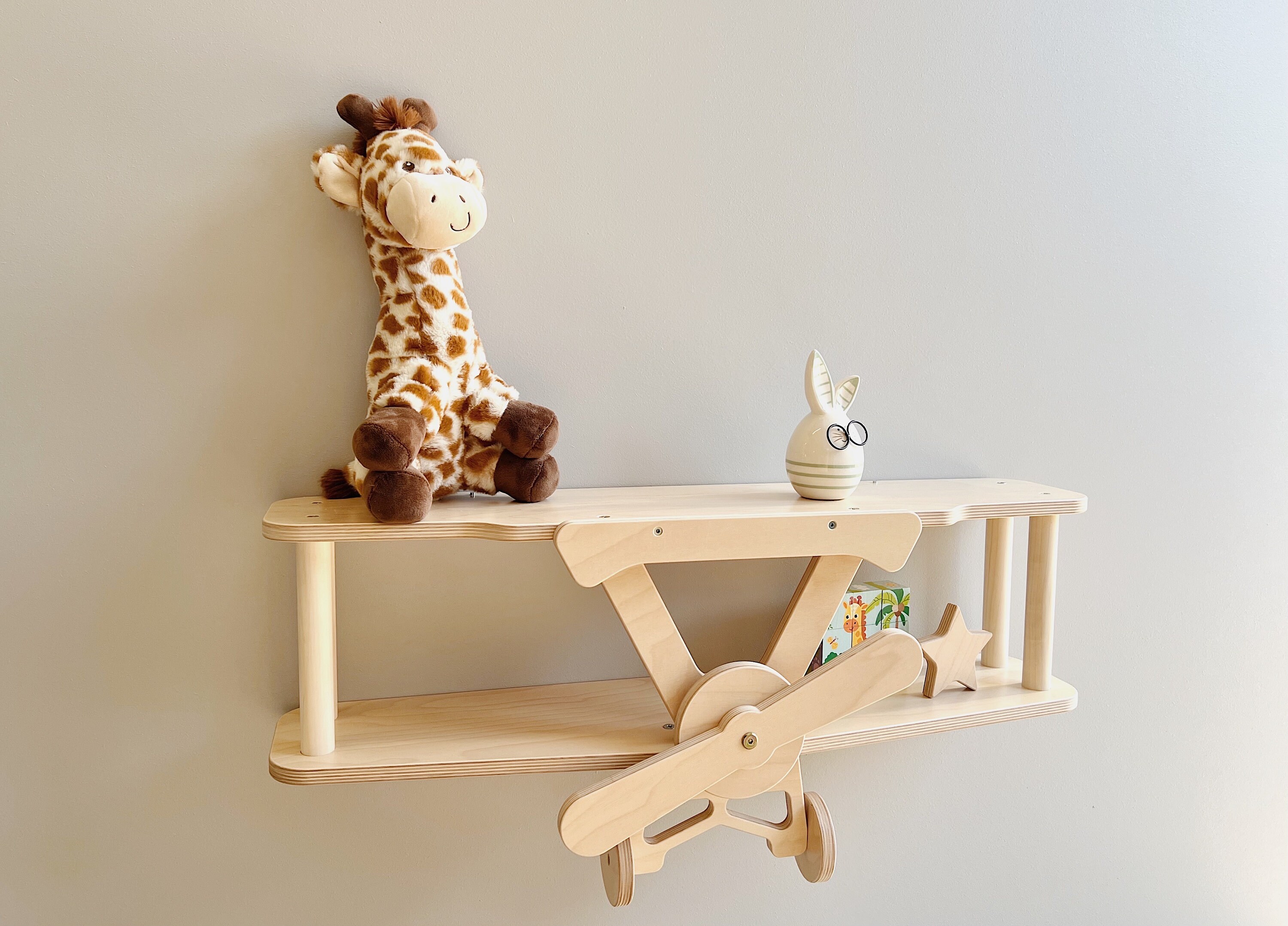 Wooden Aircraft Shelf Kids Room Decor Nursery Furniture Aviation Themed ...