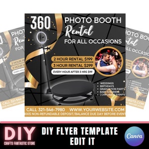 360 Photobooth Flyer - Huuradvertentie - Evenement Photo Booth - DIY-boekingspromotie