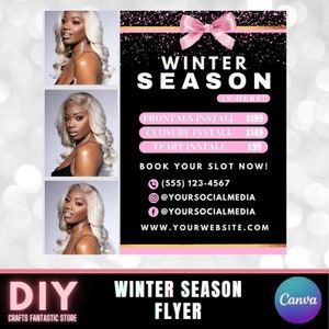 Winter Season Flyer, DIY Flyer Template Design, Hair Flyer, Book Now Flyer, Lash Flyer, Winter Holiday Flyer, Premade Business Flyer