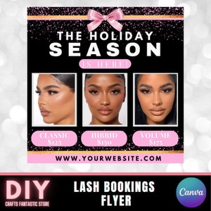 Holiday Christmas Book Now Calendar Flyer | Booking Hair Lash Nail Beauty Makeup Social Media Instagram Editable Canva Template