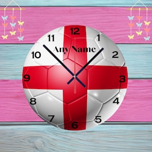 England Football Wall Clock Available In 20cm Or 30cm, Personalisation Option, Free P+P