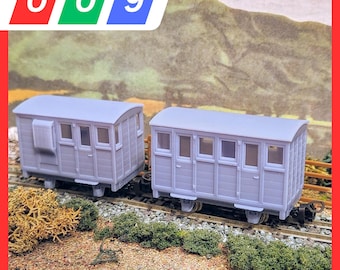 Vagones de pasajeros y frenos estándar 009 (paquete doble) - Vía estrecha 009, kit impreso en 3D