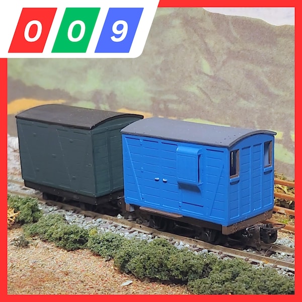 009 Brake Van & Goods Van (Double Pack) - 009 Narrow Gauge, 3D Printed Kit