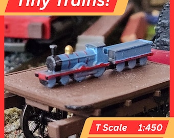 ¡Trenes en miniatura! Locomotora FR K2 "Gaviota Grande" Clase 21 y dos vagones - Escala T, estática, resina, impresión 3D, kit sin pintar.