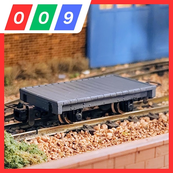 009 Standard Flat Bed Wagon (Double Pack) - 009 Narrow Gauge, 3D Printed Kit