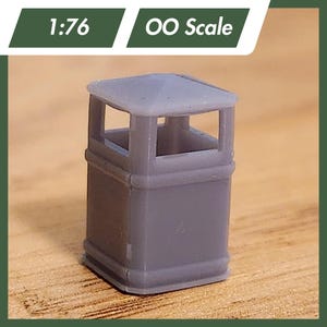 Lixeiras (Pacote com 6) - Escala OO 1:76 - Cenário Ferroviário - Kit impresso em resina 3D, sem pintura.