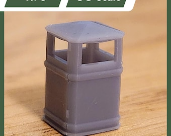 Rubbish Bins (6 Pack) - OO Scale 1:76 - Lineside Scenery - 3D Resin Printed, Unpainted Kit.