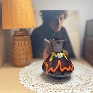 Vintage Glazed 1970s Ceramic Pottery Vase