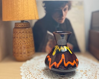 Vintage Glazed 1970s Ceramic Pottery Vase