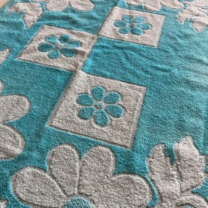 Vintage Cotton 1960s 1970s Floral Fabric Towelling Soft Hand Towel Drying Bathing Swimming Hair Wrap
