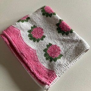 Vintage Cotton 1960s 1970s Floral Fabric Towelling Soft Hand Towel Drying Bathing Swimming Hair Wrap