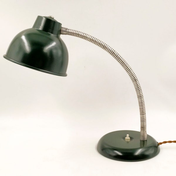 Lampe de Bureau Vert Style Manufrance Administration - Vintage Années 60 France + Ampoule LED