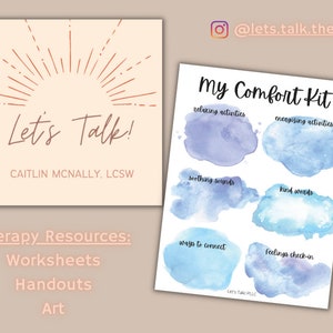 My Comfort Kit Therapy Worksheet for Preteens, Teens, and Young Adults, Coping Skills Worksheet, Therapy Worksheet for Coping Strategies