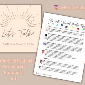 Let&#39;s Talk: Social Media Tips, Social Media Tips Handout, Therapy Handout for Teens, Social Media Tips, Therapy Handout, Digital Download