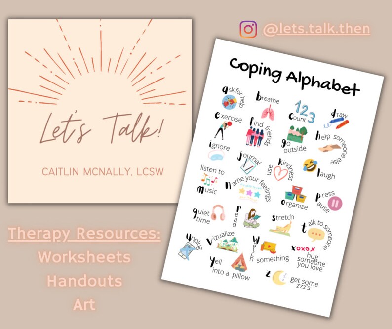 Coping Alphabet Art, Coping Skills, AZ Coping Skills, Coping Abcs