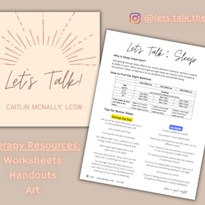 Let&#39;s Talk: Sleep, Sleep Handout, Sleep Worksheet, Sleep Tips, Therapy Handout, Digital Download