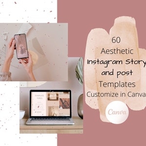 60 Instagram Templates | Minimalist Instagram Post Template | Instagram Influencer Templates | Canva Instagram Templates | Aesthetic Feed