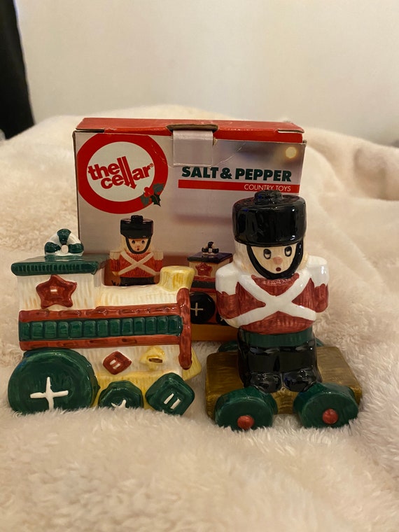 Macys the Cellar Country Toys Train and Soldier Salt & Pepper Etsy
