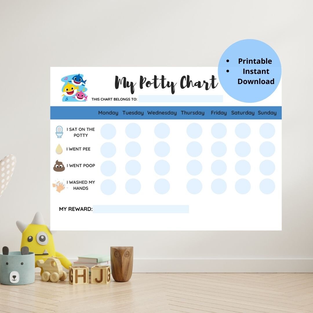 Baby Shark Potty Training Chart Printable Etsy