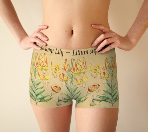 Swamp Lily Womens Boyshorts Womens Underwear Botanical Art Underwear Lilium  Superbum 