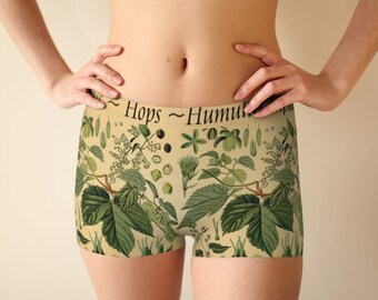 Hops ~ Womens Boyshorts ~ Womens Underwear ~ Botanical Art Underwear ~ Humulus lupulus