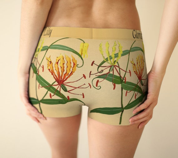 Flame Lilly Womens Boyshorts Womens Underwear Botanical Art Underwear  Gloriosa Superba 