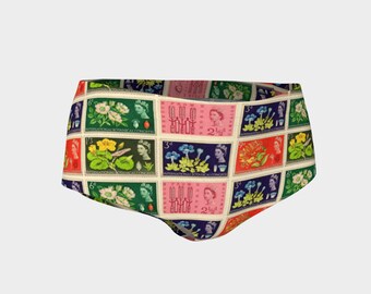 Botanical Congress Stamps ~ Athletic Mini Shorts ~Yoga Shorts ~ Swim Shorts