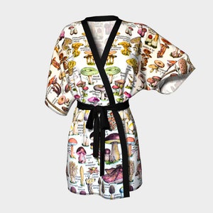 Mushrooms Draped Kimono Robe