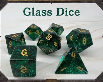 Green Crackle Glass Dice