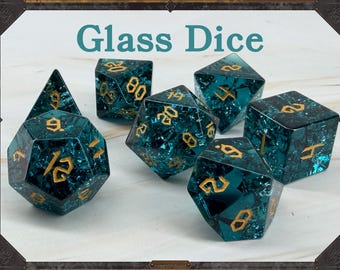 Blue Crackle Glass Dice